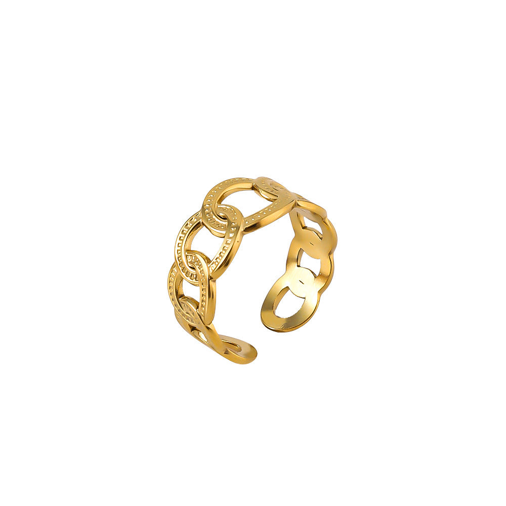 Wholesale Titanium Steel Ring Geometric Circle Open Ring