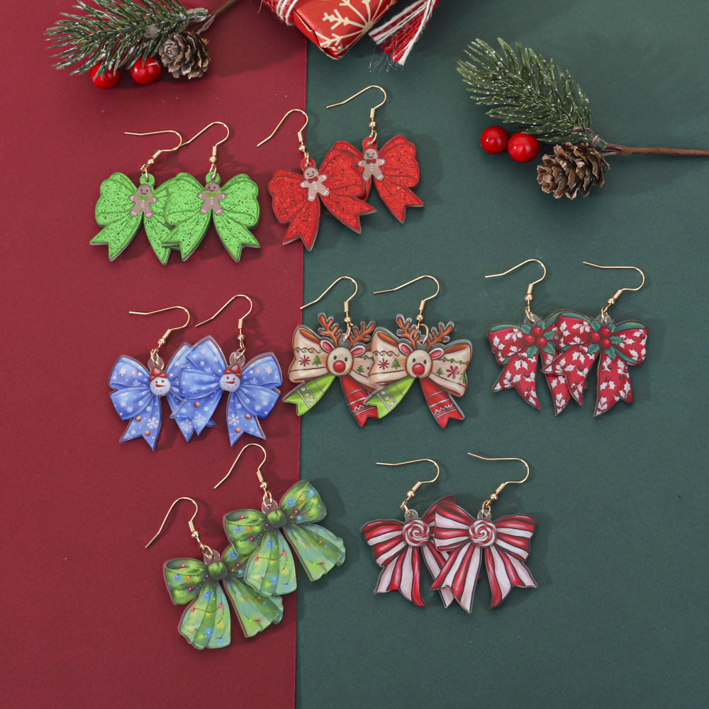 Wholesale Christmas bow acrylic earrings