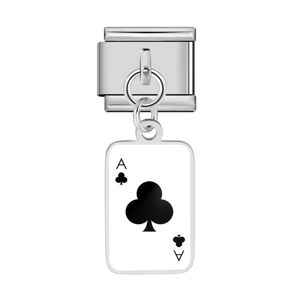 Wholesale Trendy Playing Card Pendant Stainless Steel Bracelet Fashion Accessory For Boutique Resale