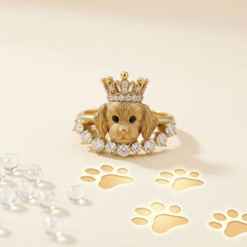 Wholesale Cute Cartoon Puppy Dog Open Ring Adjustable Plated Copper Jewelry Gift For Pet Lovers