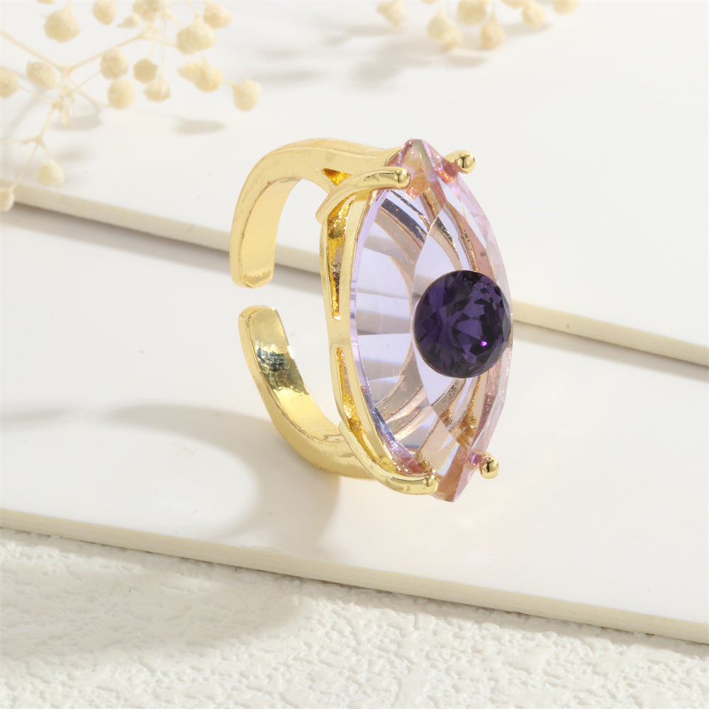 Wholesale Glass Evil Eye Ring for Women,  Opening Adjustable Geometric Design,  Trendy Jewelry Accessory for Everyday Wear or Boutique Resale