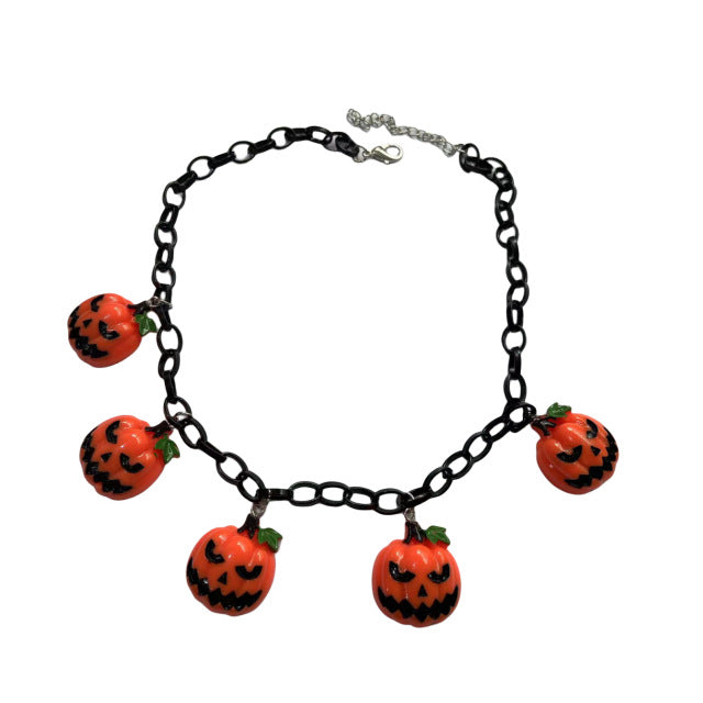 Wholesale Halloween Series Cute Pumpkin Pendant Metal Necklaces ACC-NE-JunJie008