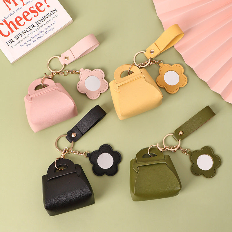 Wholesale Pink PU Purse Keychain with Mirror - Gift Bag Charm for Keys