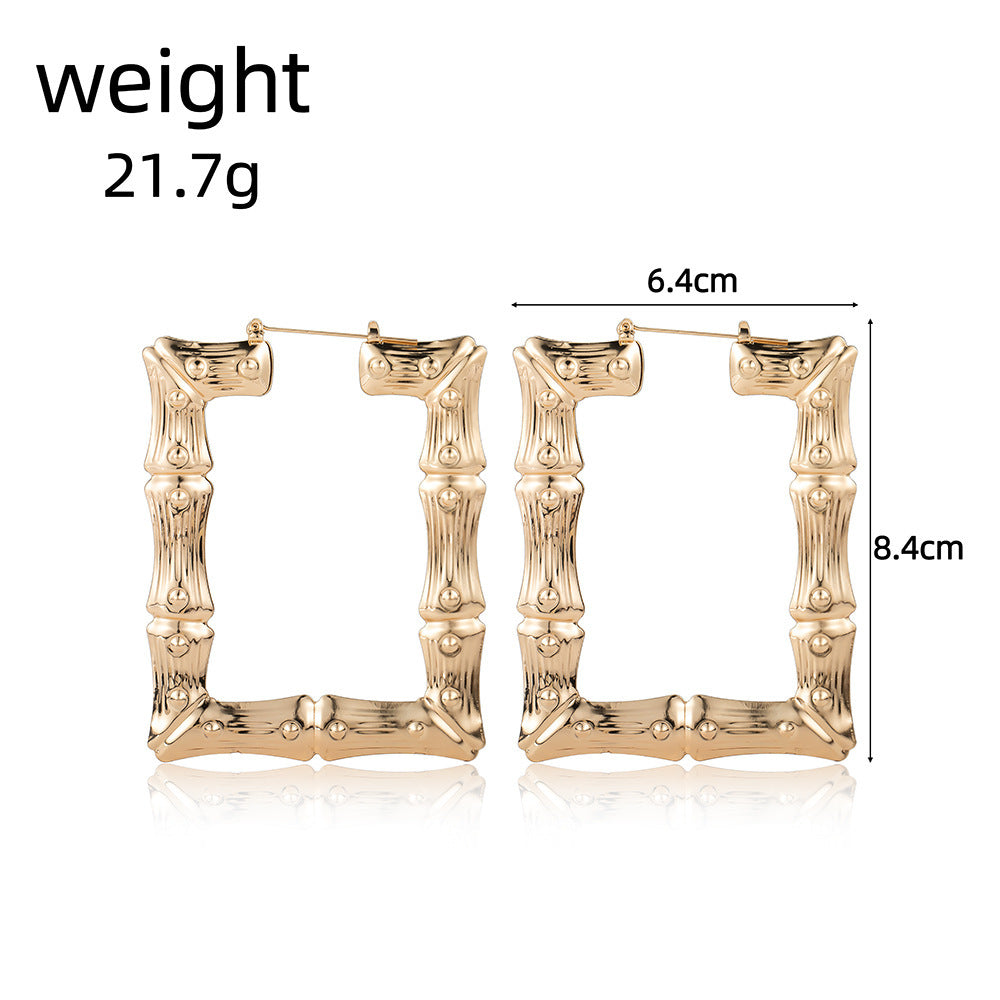 Wholesale Exaggerated gold large hoop oversized bamboo earrings