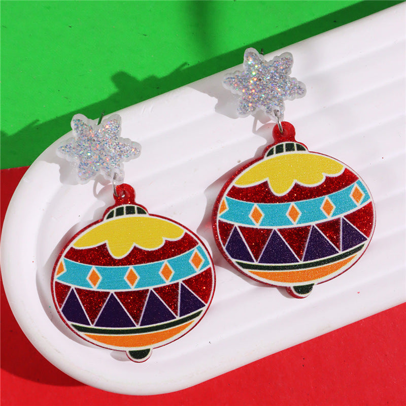 Wholesale Christmas  Color  House Sweater Bell Personalized Acrylic Earrings