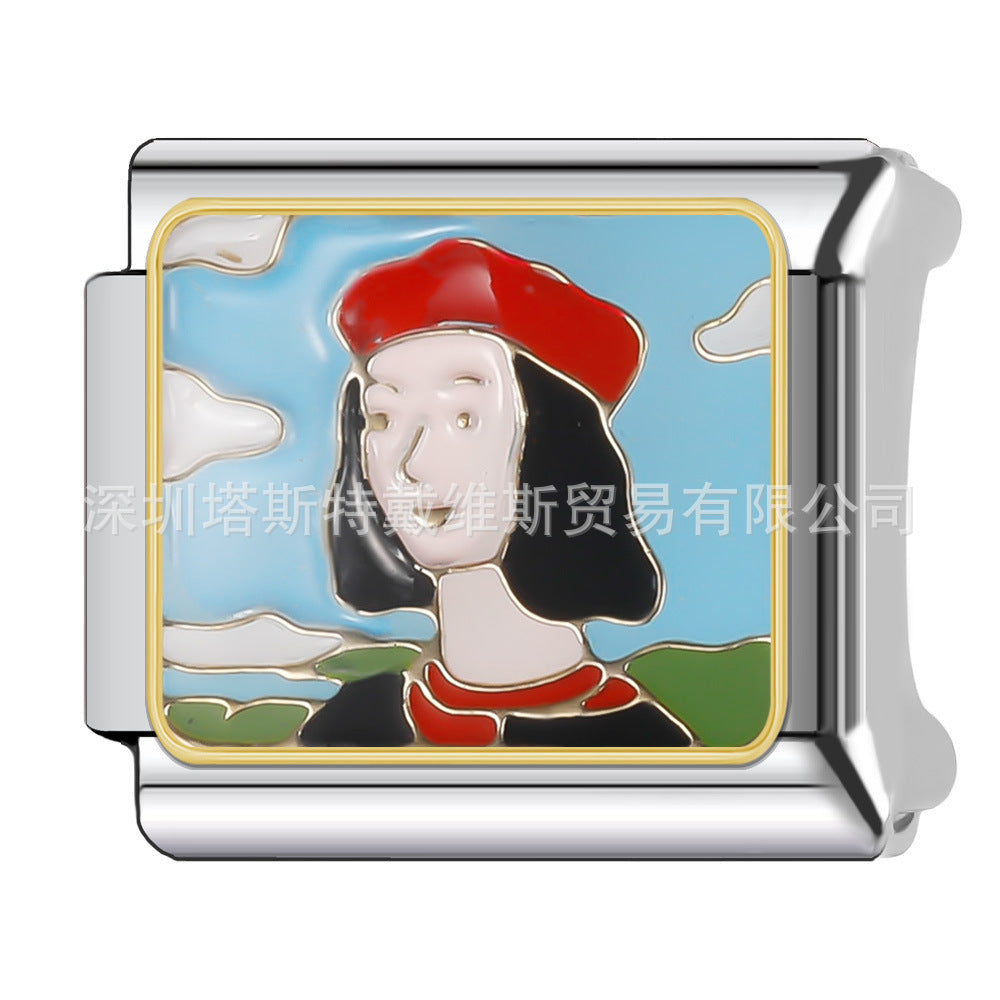 Wholesale 9mm Italian Charm Starter Bracelets DIY square Single Section Creative Stainless Steel Composable Bracelet