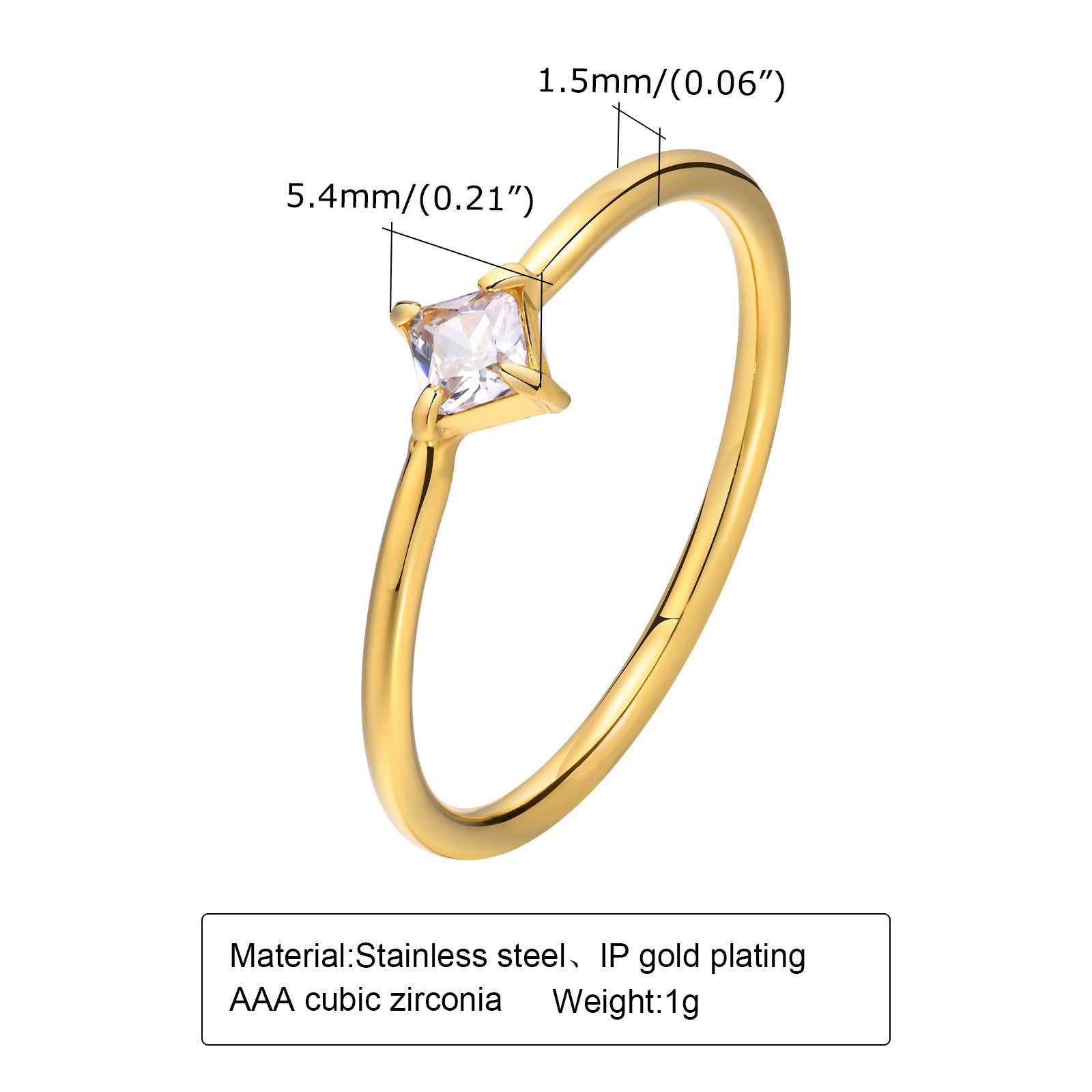 Wholesale Titanium Steel Ring Stainless Steel Zircon Gold Ring Heart Shape ACC-RS-HuaLanXin002