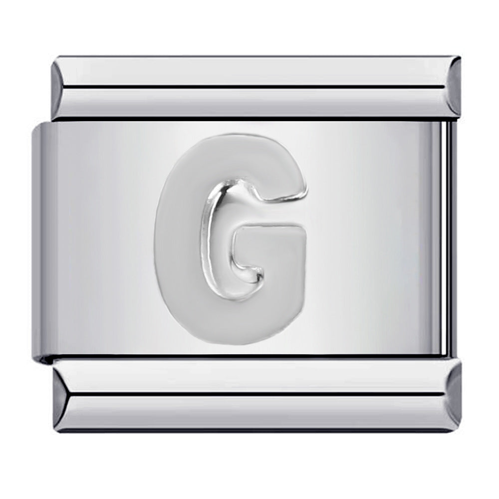 Wholesale Italian Charm Bracelet 9mm DIY Splicing Removable Silver Concave Letters Stainless Steel Composable Bracelet