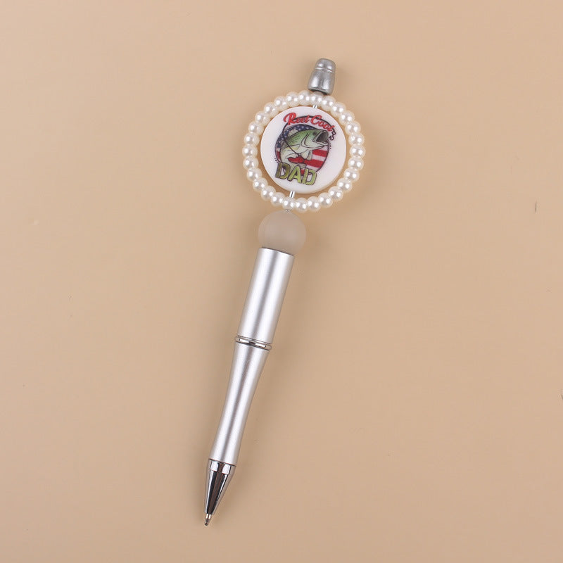 Wholesale Creative pearl ring cartoon round printing beaded pen