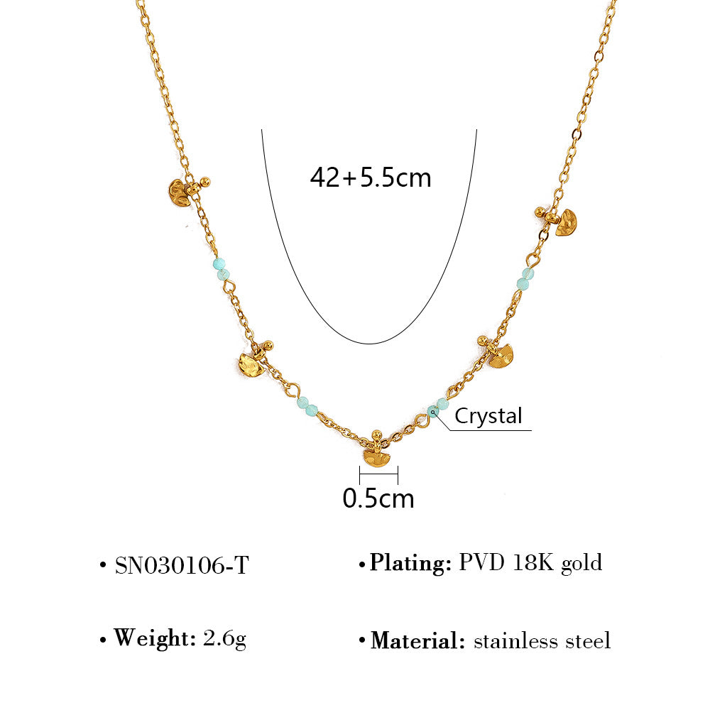 Wholesale retro style disc four-leaf clover pendant stainless steel does not fade necklaces