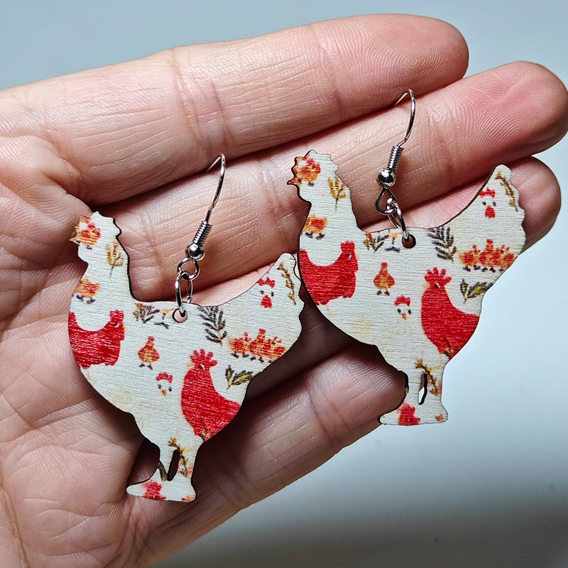 Wholesale Cute Chicken High Heels Polka Dot Double-Sided Stitching Earrings