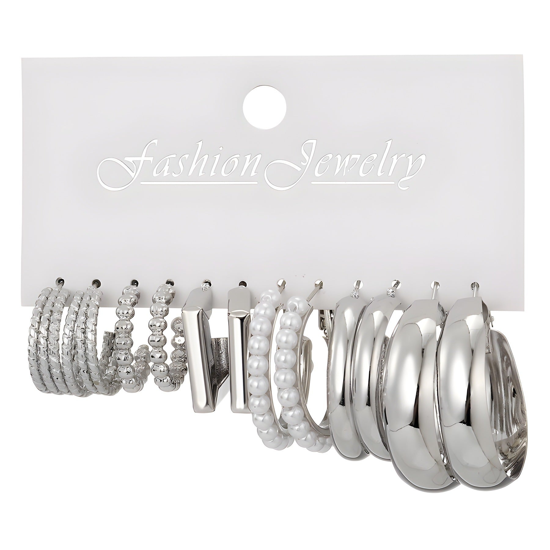 Wholesale  Geometric Multi-layer C- shaped Pearl Earrings Set