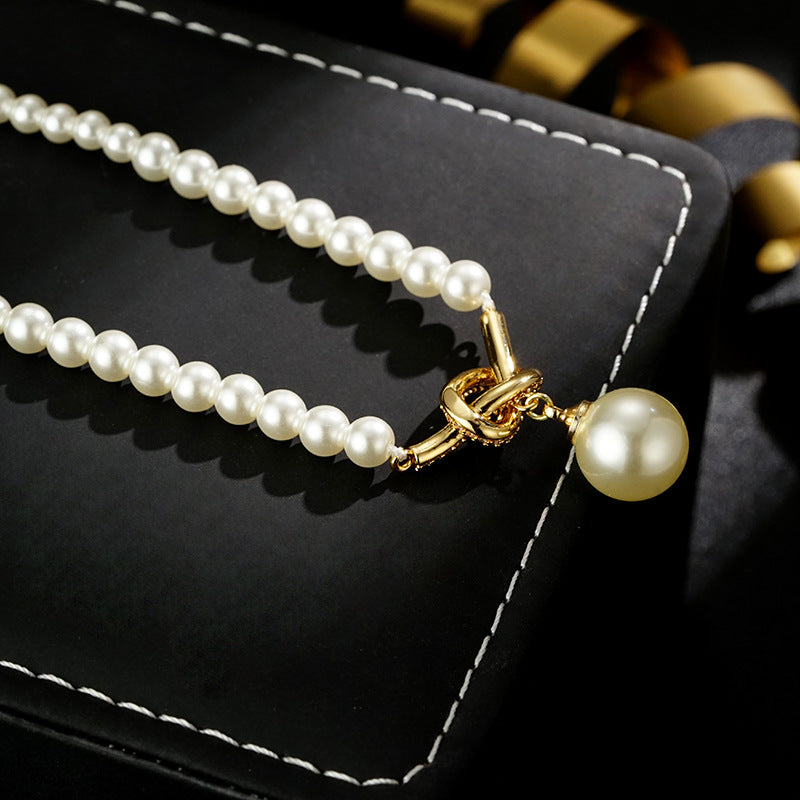 Wholesale Light Luxury Micro-set Zircon Knot Bead Necklace