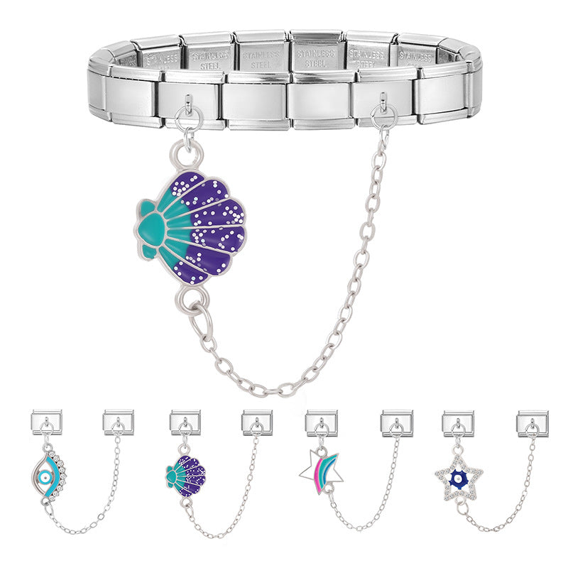 Wholesale Italian Charm Bracelet 9mm DIY Splicing Double Pendant  Stainless Steel Composable Bracelet