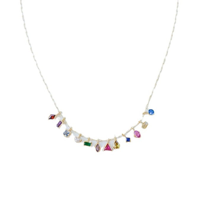 Wholesale DIY Birthstone Pendant Geometric Rectangle Earrings Necklace