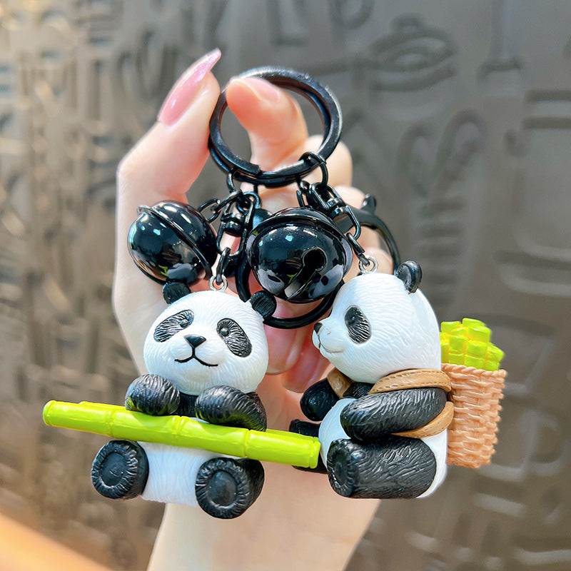 Wholesale Cartoon Hugging Bamboo Panda PVC Keychain Lanyard Keychain ACC-KC-YanG006