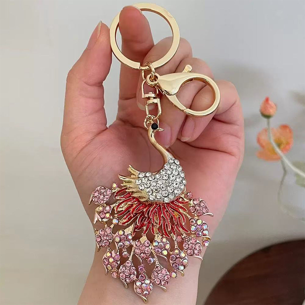 Wholesale Korean Style Peacock Crystal Keychain - Fashion Bag Charm &  Car Key Accessory