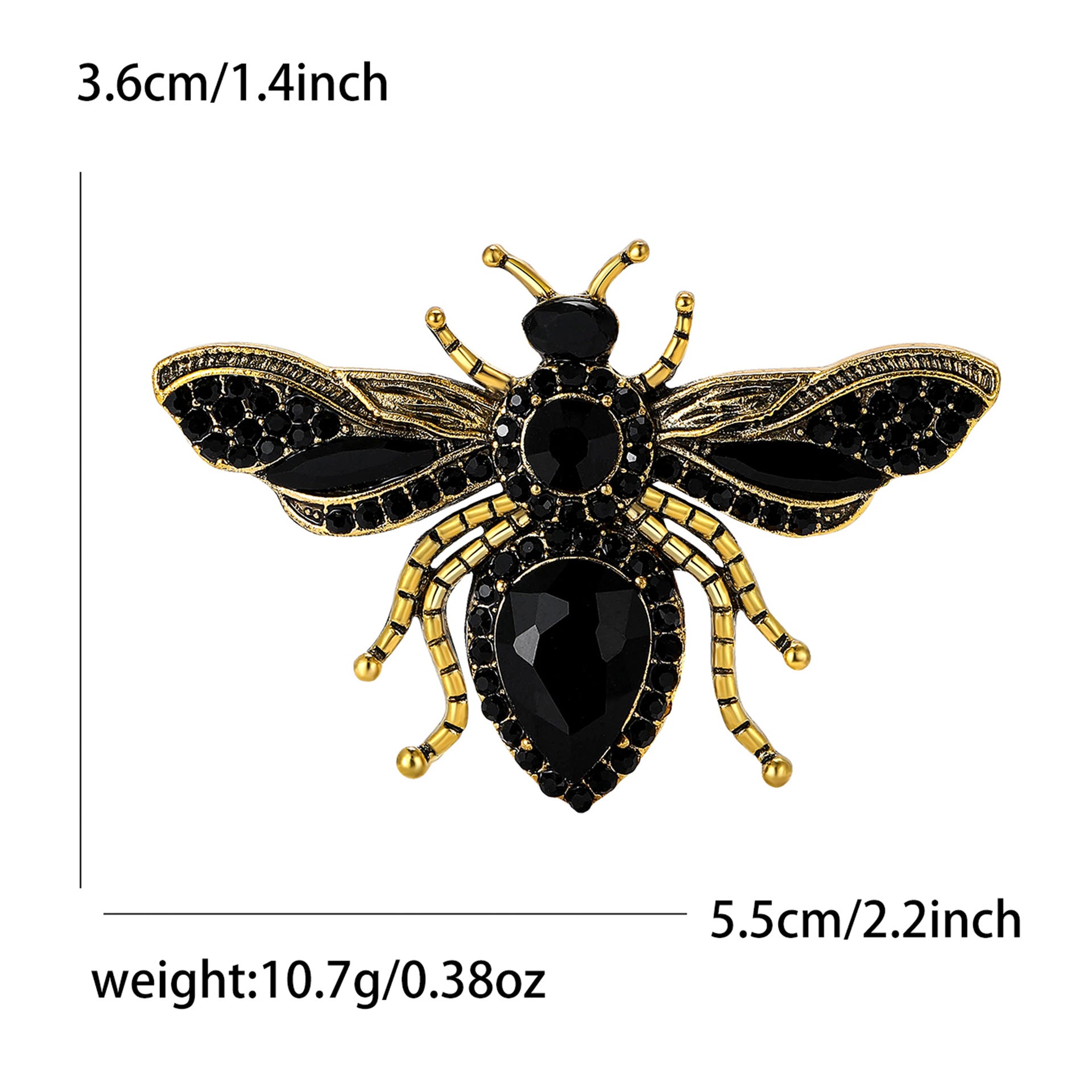 Wholesale Alloy Rhinestone Bee Brooch Pin Chic Unisex Suit Lapel Everyday Accessory