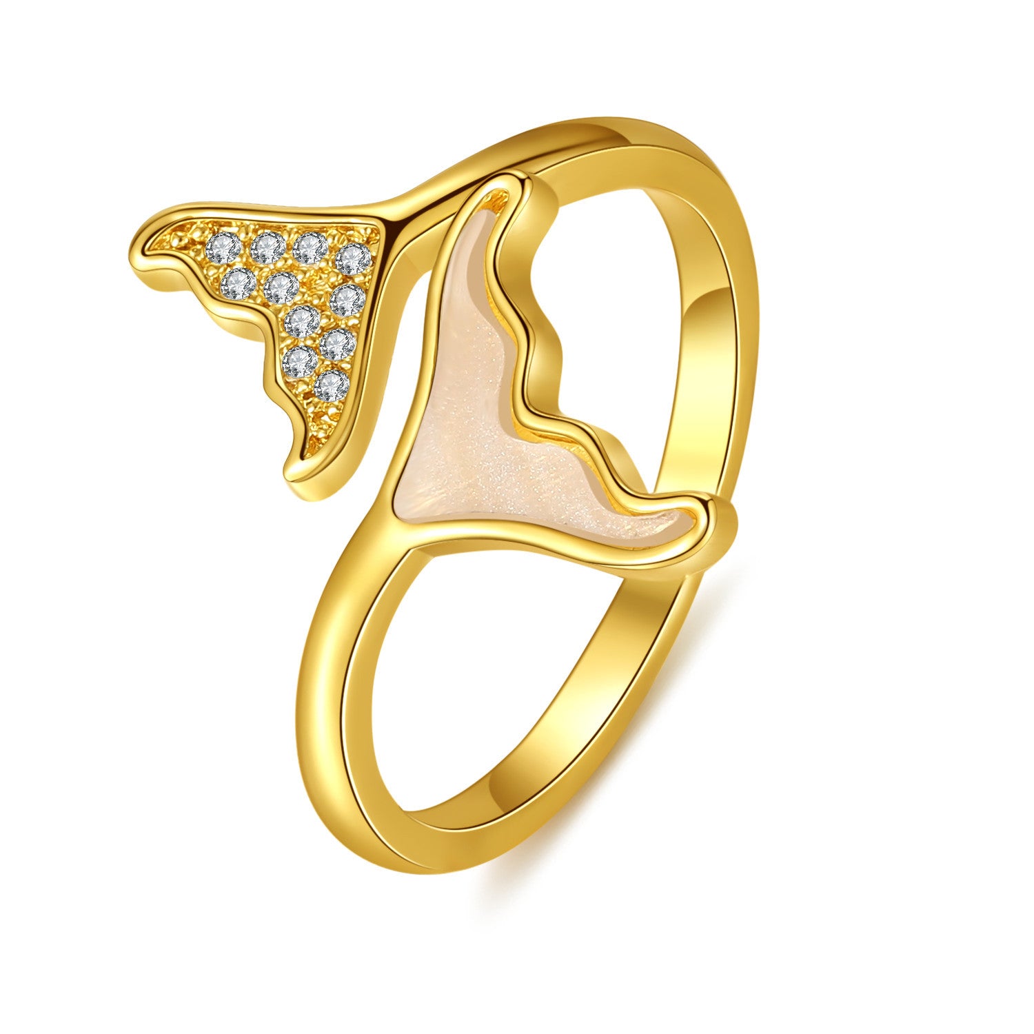 Wholesale  Mermaid Fishtail Stacked Ring Opening Ring