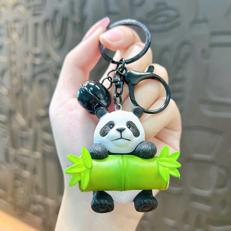Wholesale Cartoon Hugging Bamboo Panda PVC Keychain Lanyard Keychain ACC-KC-YanG006