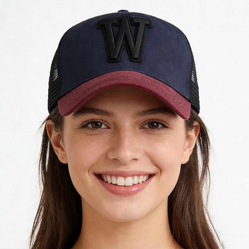 Wholesale 3D Embroidered Distressed Baseball Cap Trendy Adjustable Breathable Mesh Hat For Outdoor Summer