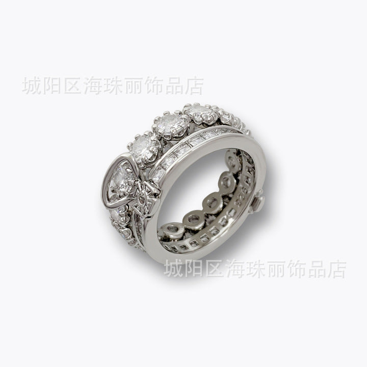 Wholesale double diamond inlaid zircon ring