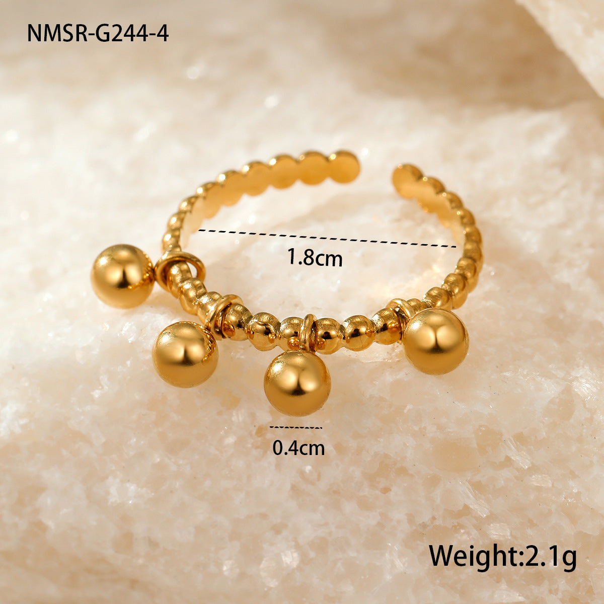 Wholesale  Metal Geometric Ball Stainless Steel  Ring