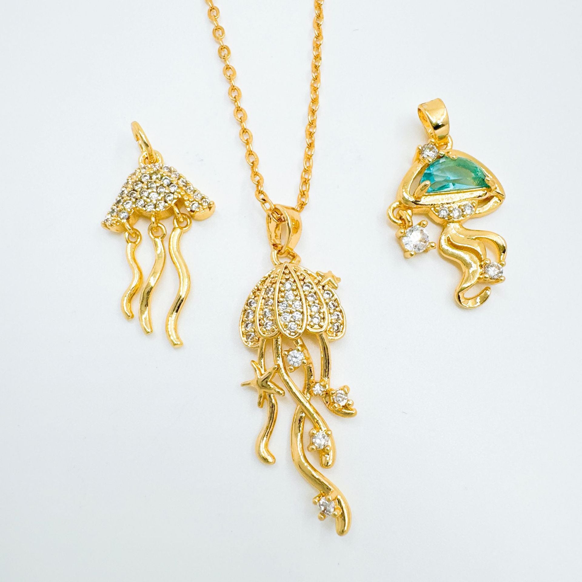 Wholesale Copper Gold Plated Jellyfish Pendant Necklace,  Fashion Jewelry Accessory for Everyday Wear