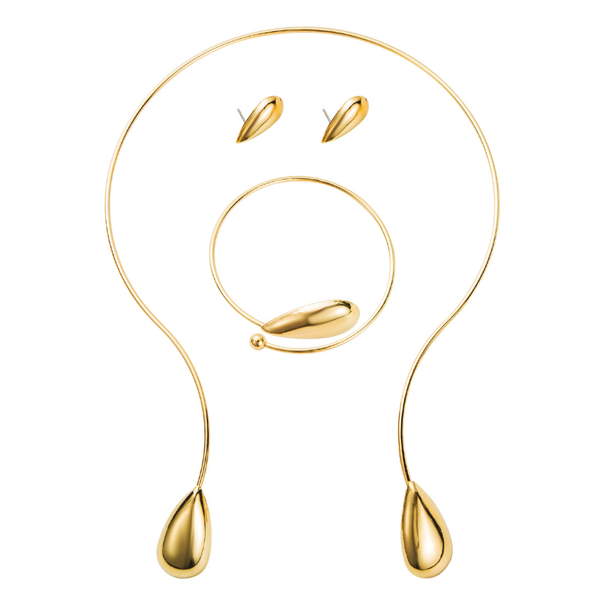 Wholesale personality water drop shape collar bracelet earrings jewelry suit