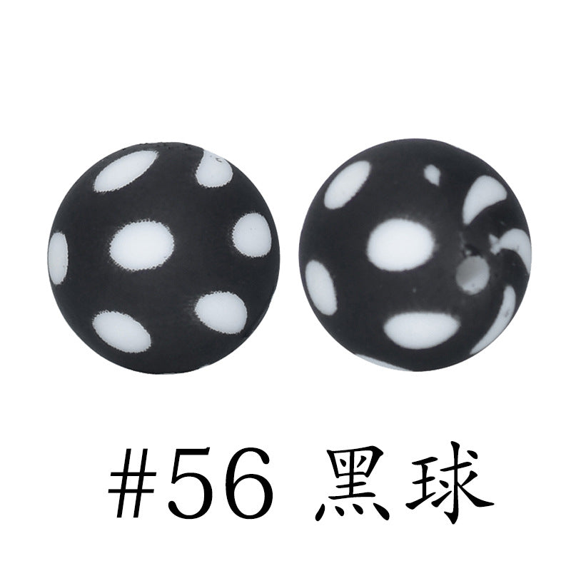 Wholesale 50pcs 15mm Western Style Leopard Skull Color Aztec Printed Silicone Balls Beads ACC-BDS-HeSheng009