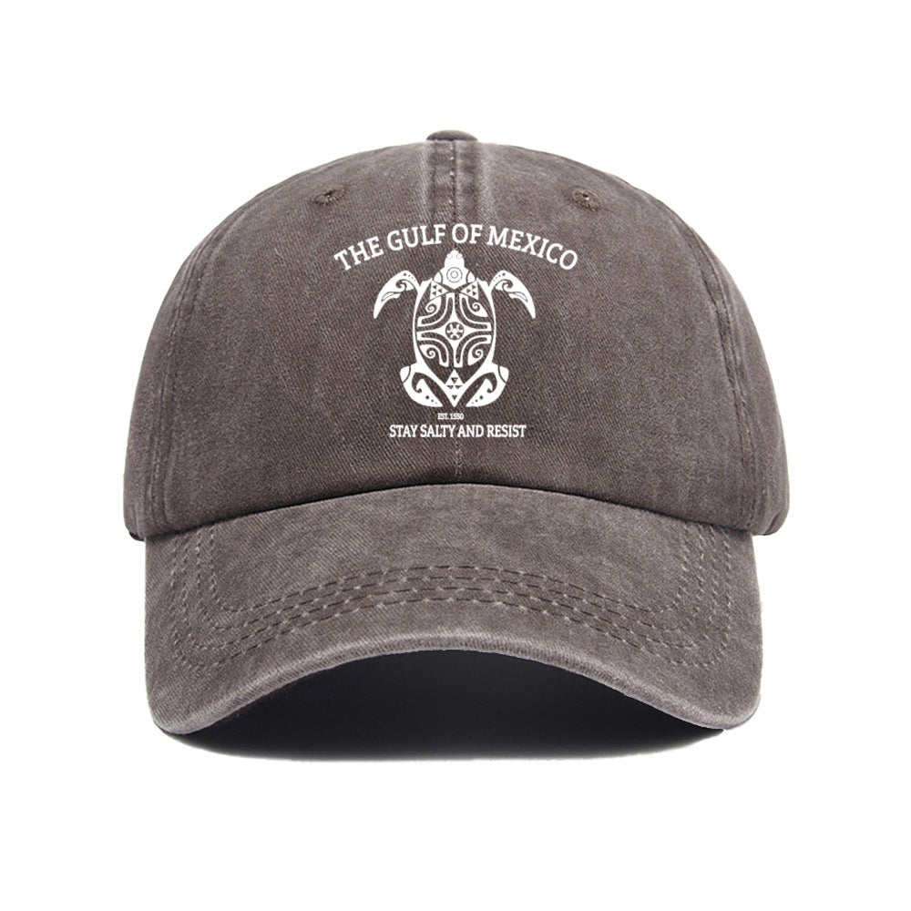 Wholesale Washed cotton printed distressed baseball cap