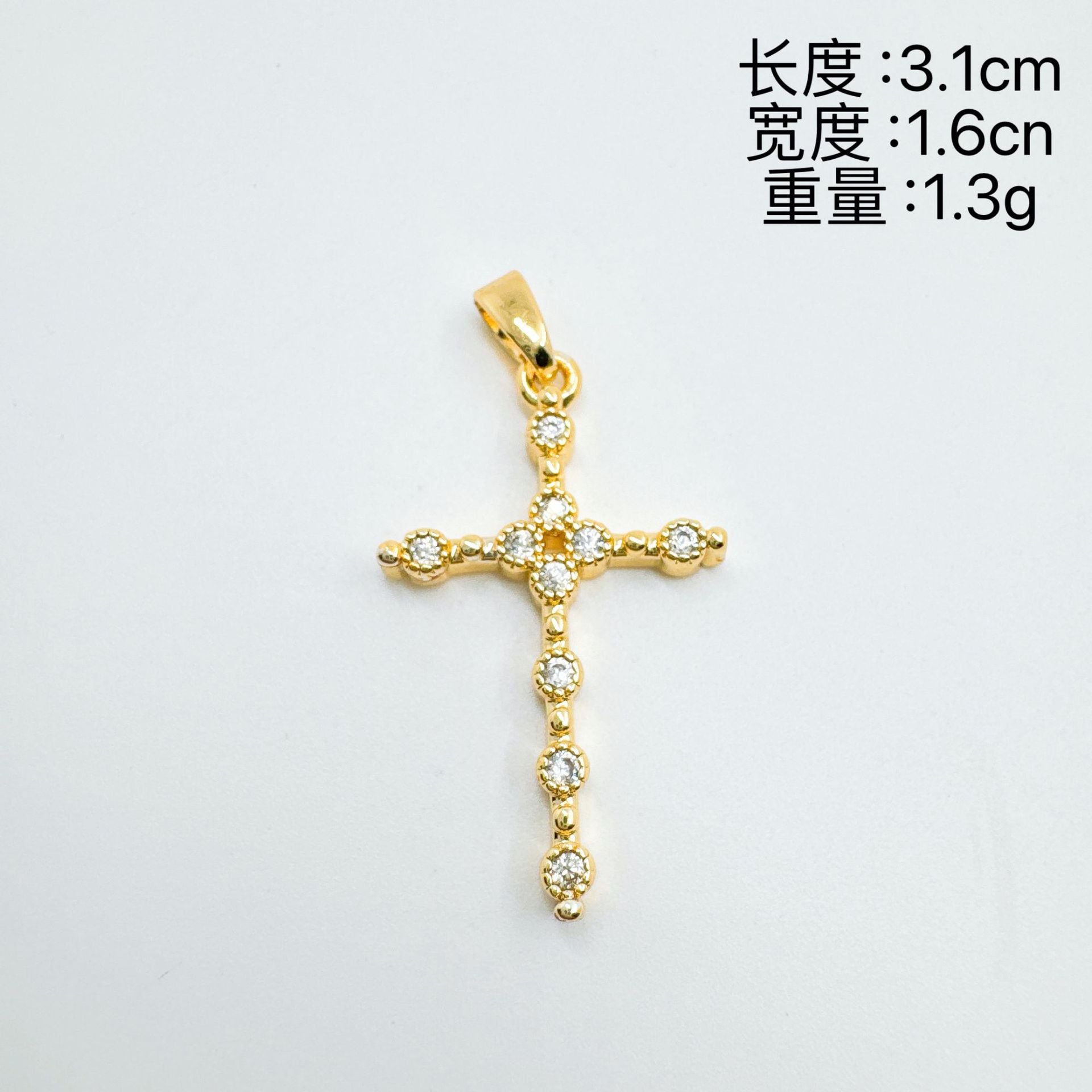 Wholesale Gold Plated Cross Necklace with Zircon Inlay,  Fashion Accessory for Women