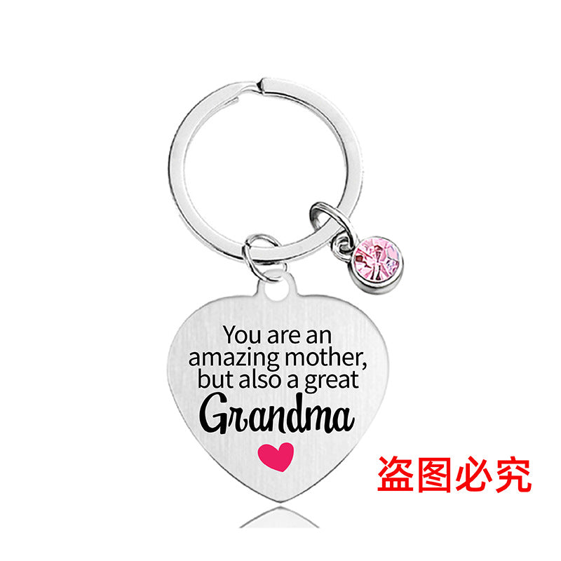 Wholesale Color Printed Pink Diamond Heart Shape Metal Keychain for Family and Friends Gifts Creative Keychain ACC-KC-Ganggu021