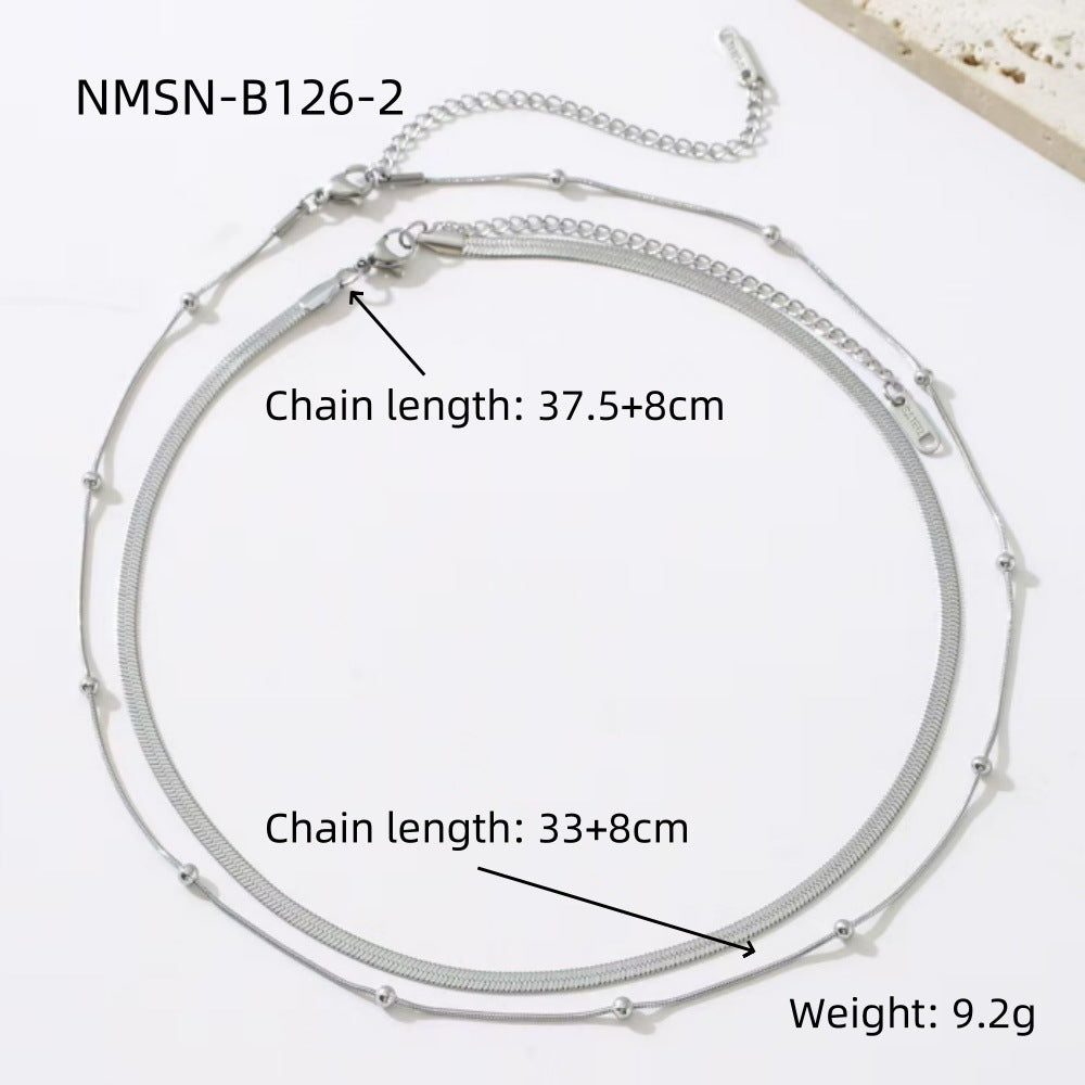 Wholesale Stainless steel double-layered necklace plated with 18K gold