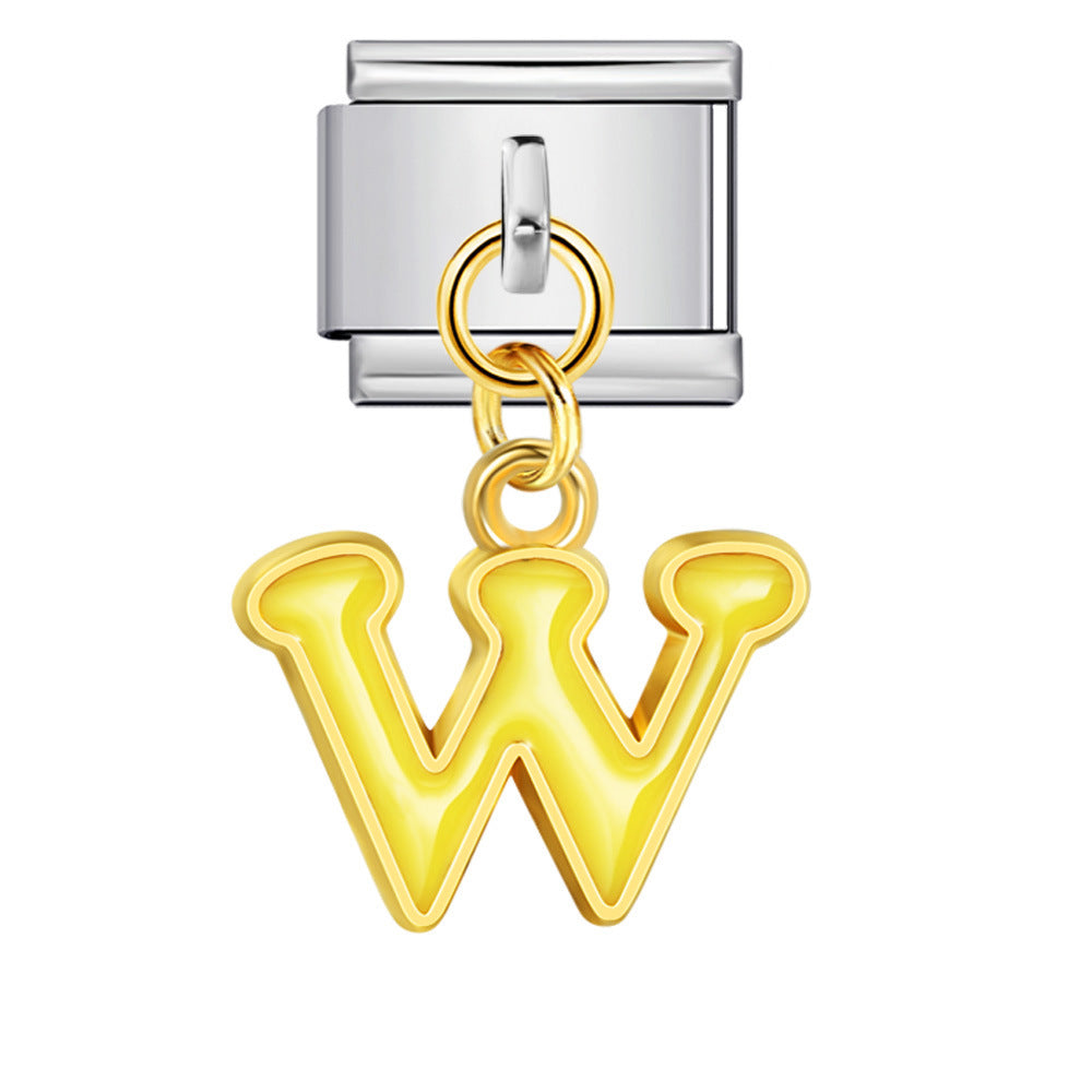 Wholesale Italian Charm Bracelet 9mm DIY Splicing Letter Series Stainless Steel Composable Bracelet