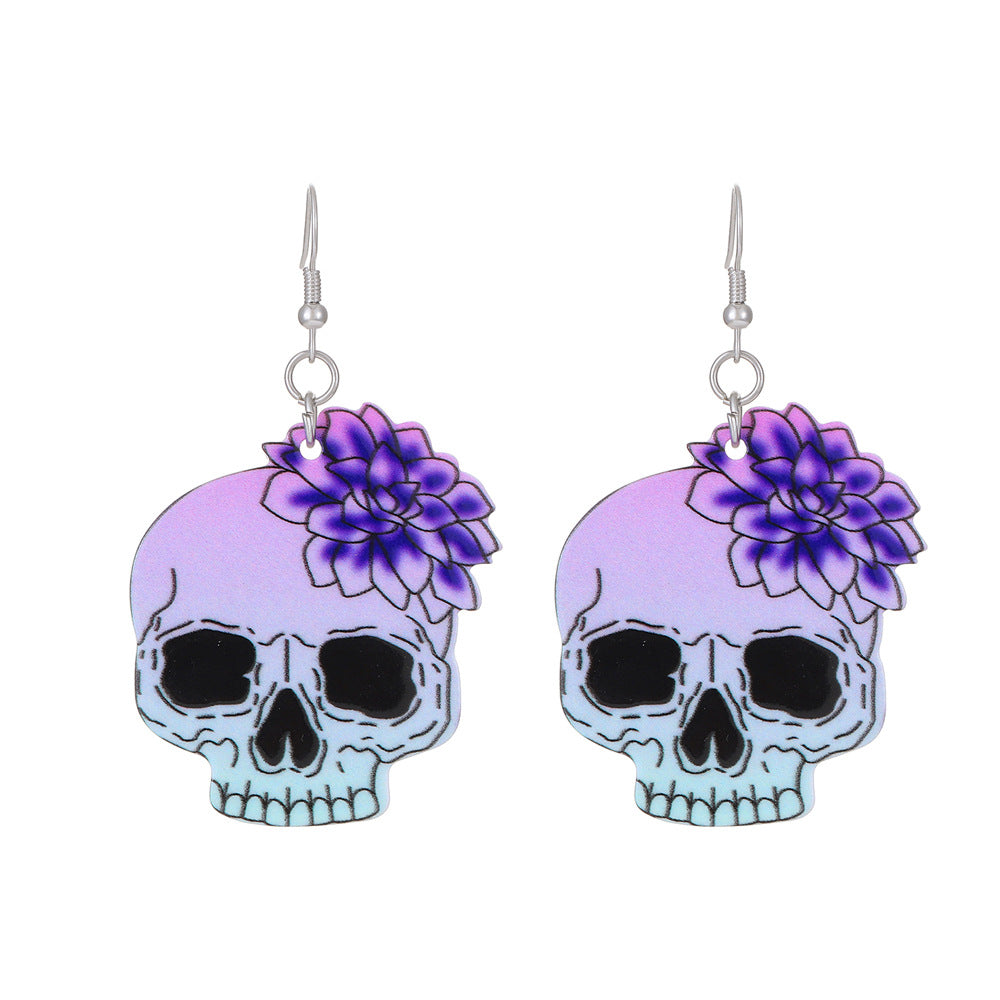 Wholesale  Acrylic Heart Skeleton Dangle Earrings for Women Party Wear Fashion Accessory