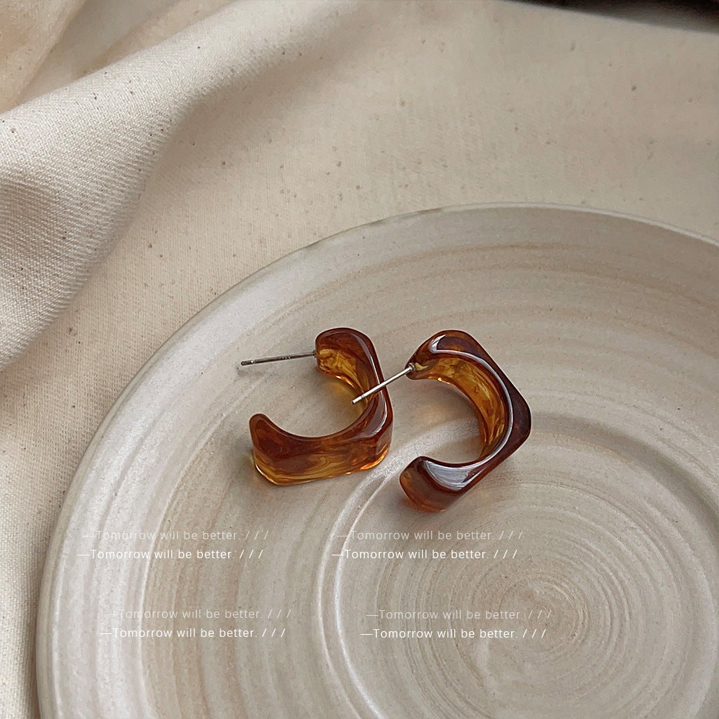 Wholesale Retro Coffee Color Earrings Geometric Blooming Acrylic Earrings ACC-ES-Eryu006