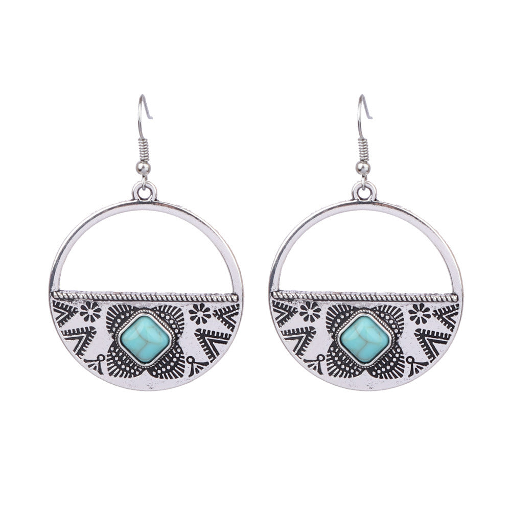 Wholesale Beach Resort Style Alloy Geometric Acrylic Turquoise Earrings for Women ACC-ES-MoMo002