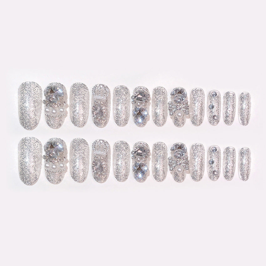 Wholesale 24 Pieces/box Sparkling Gem Nail Art Wearable Press-on Nails Kits Nail Stickers ACC-NS-DiNa003
