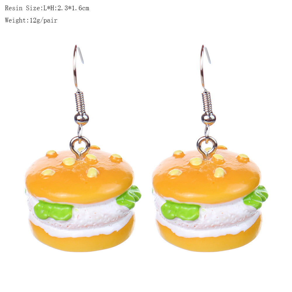Wholesale  fun  simulation food and play beef hamburger earrings