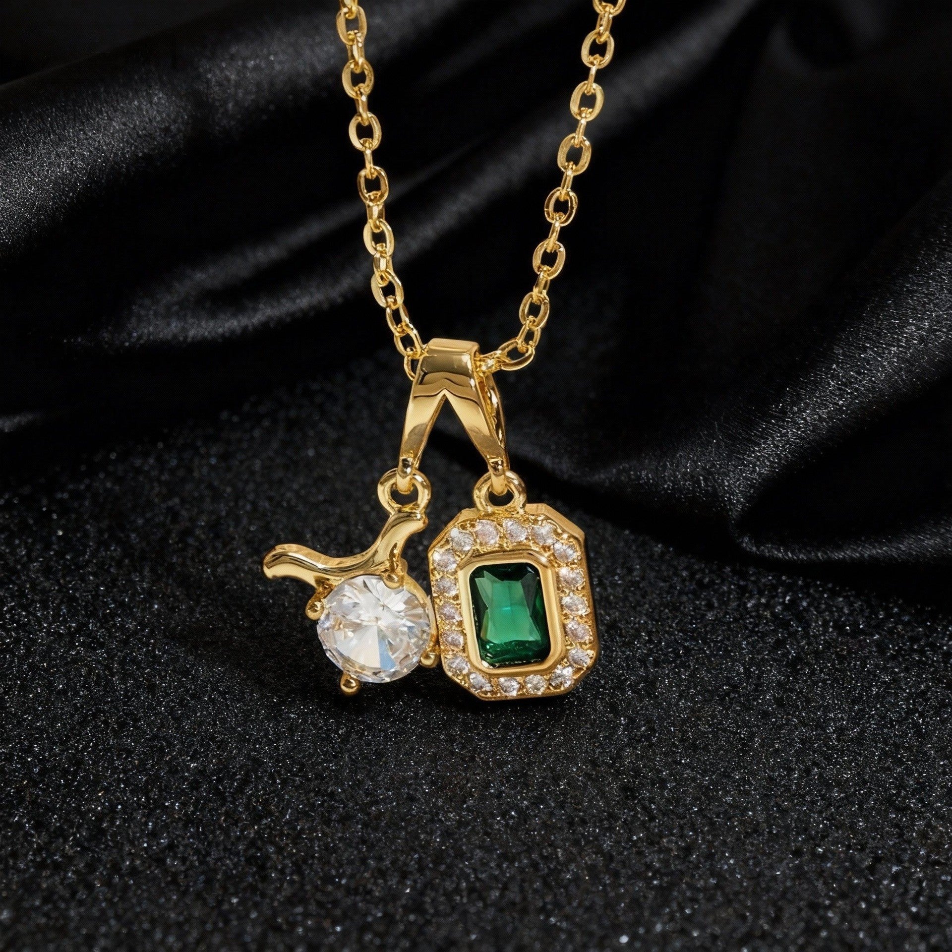 Wholesale Boutique Heart Flower Pendant Necklace Set Colorful Zircon Copper Jewelry Gift
