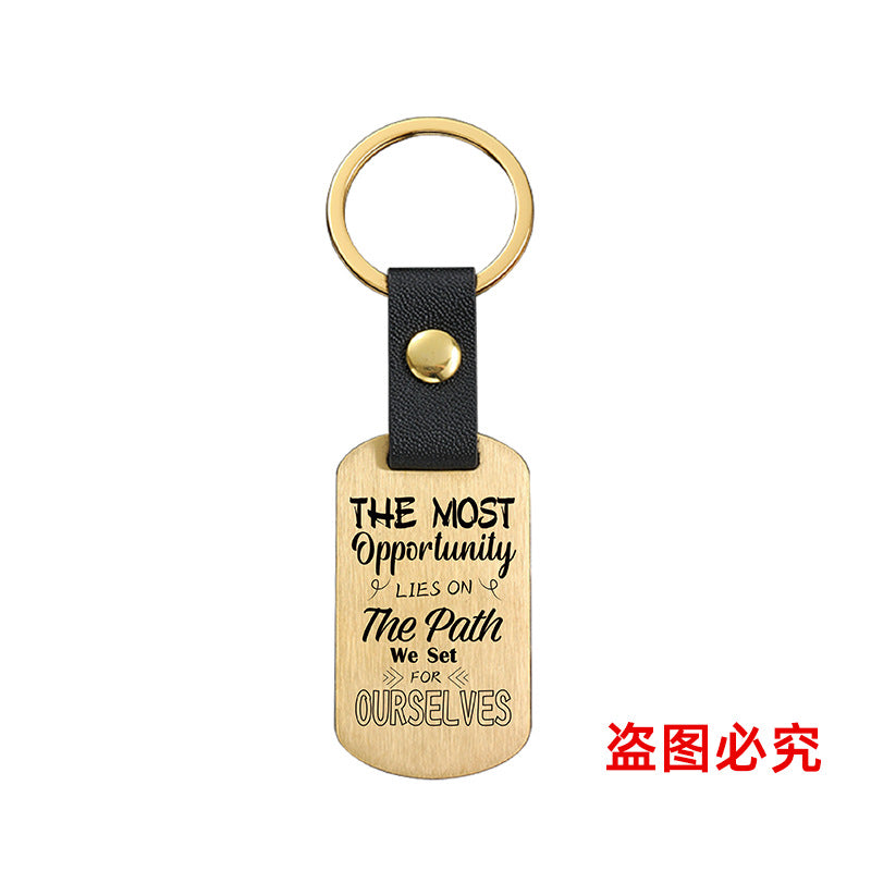 Wholesale Motivational Positive Metal Leather Keychains ACC-KC-GangGu032