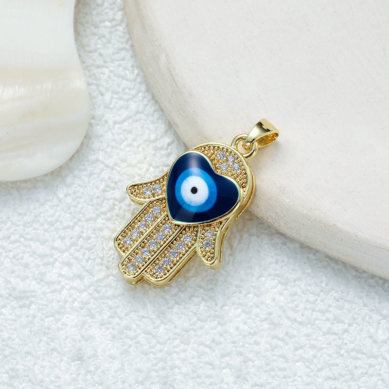 Wholesale Gold Plated Copper Eye Pendant Necklace with Zircon - Trendy Jewelry Accessory for Women