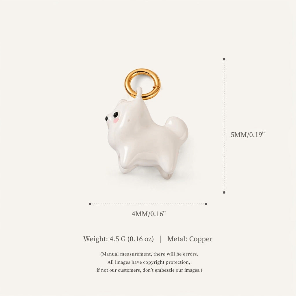 Wholesale Copper Electroplated Cute White Dog Cartoon Pendant Jewelry Accessory Gift
