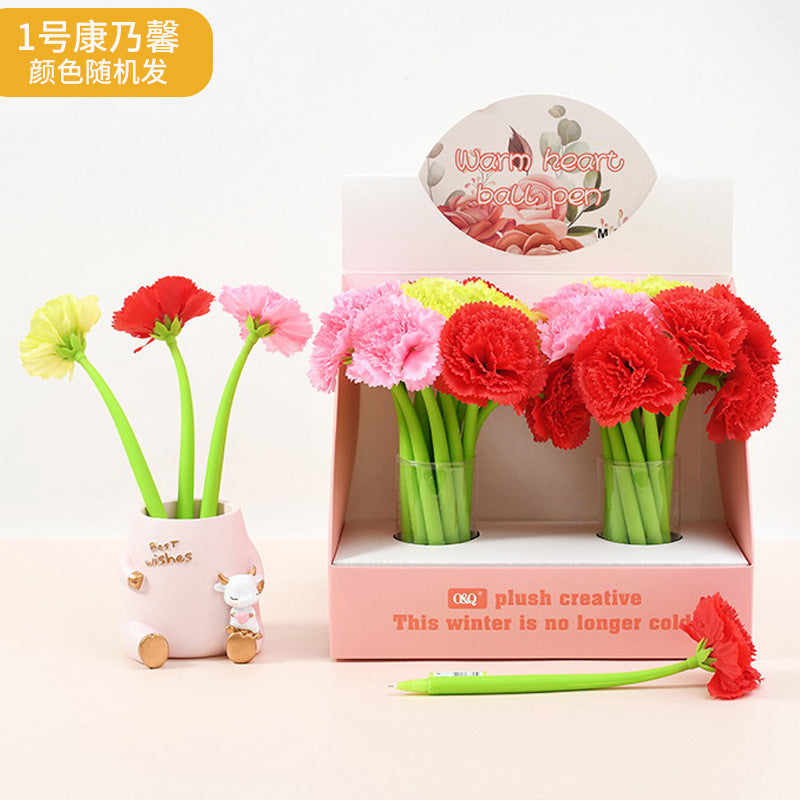 Wholesale Creative Flower Neutral Pens Soft Silicone Shaking Pen