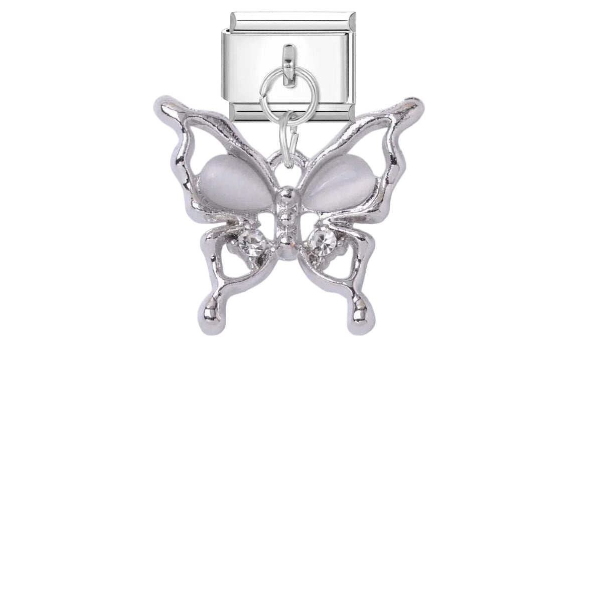 Wholesale Stylish DIY Charm Pendant for Bracelet Watch Strap - Titanium Steel Enamel Butterfly Cross Rhinestone Jewelry Accessory