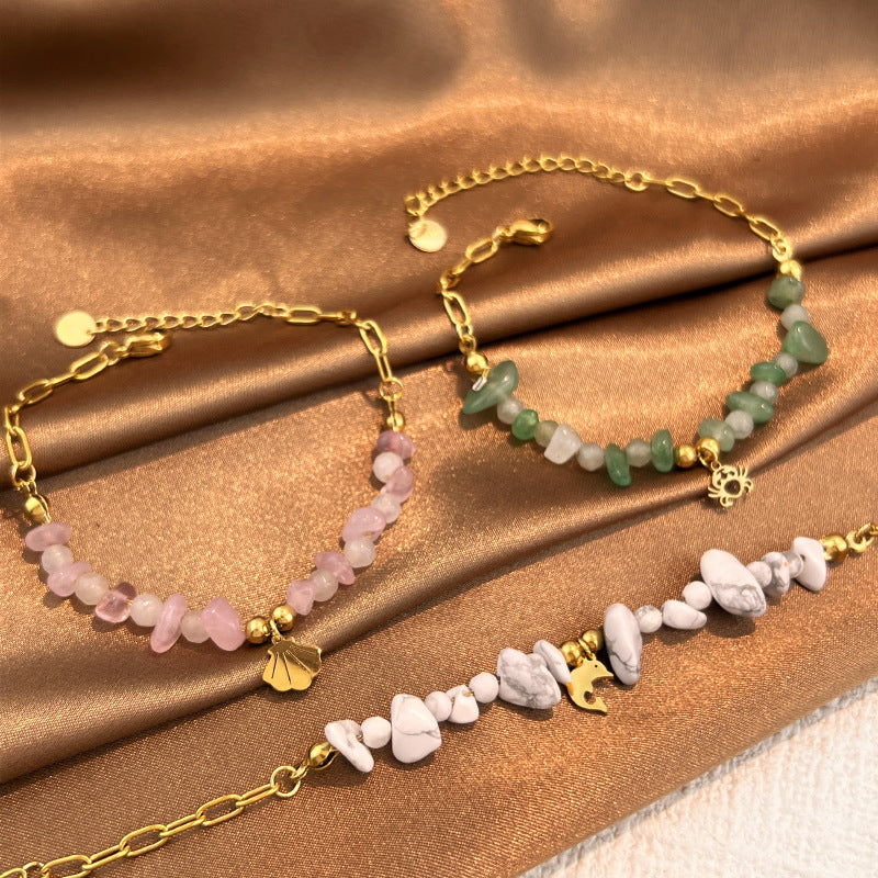 Wholesale Stainless Steel Pink Crystal Heart Pendant Bracelet - Trendy Fashion Accessory for Couples