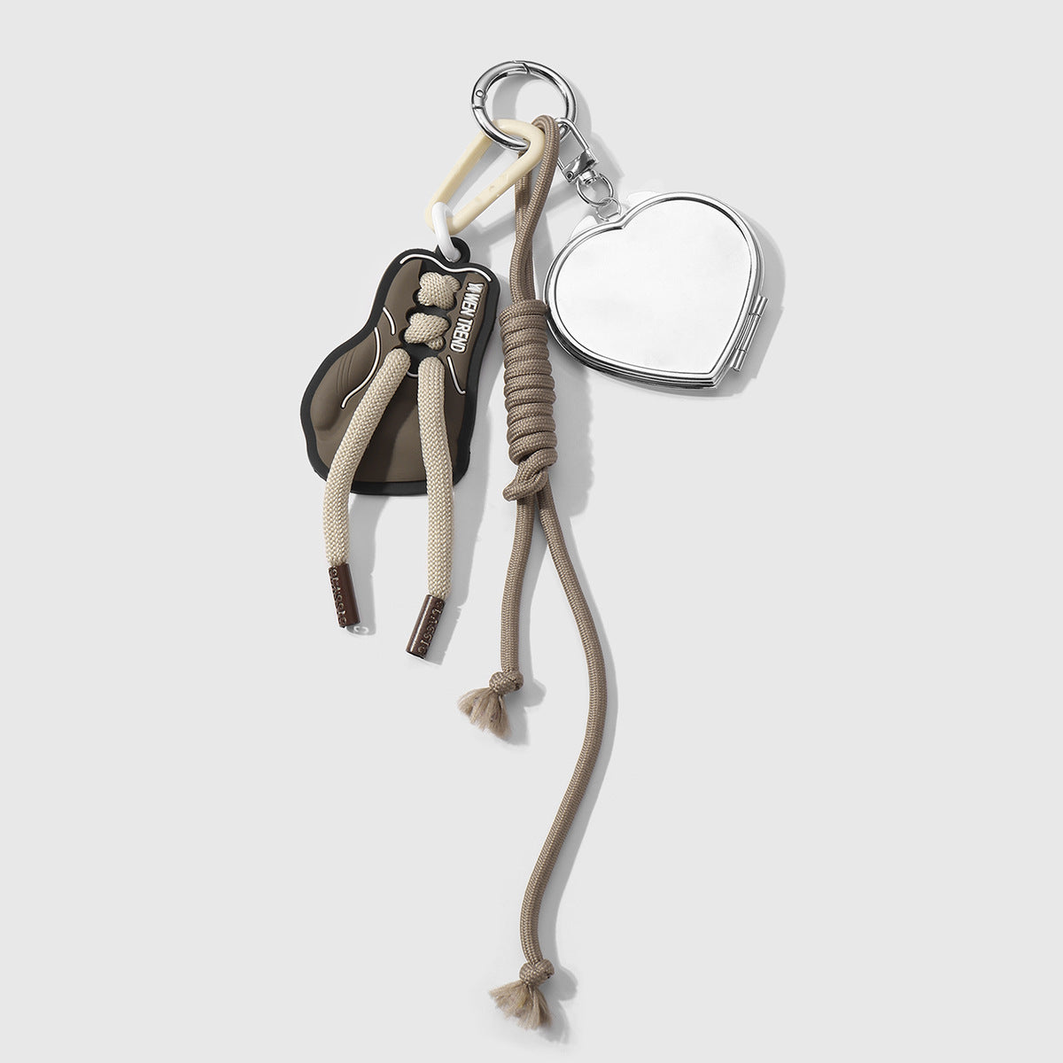 Wholesale Zinc alloy and leather boxing glove heart-shaped double-sided mirror keychain