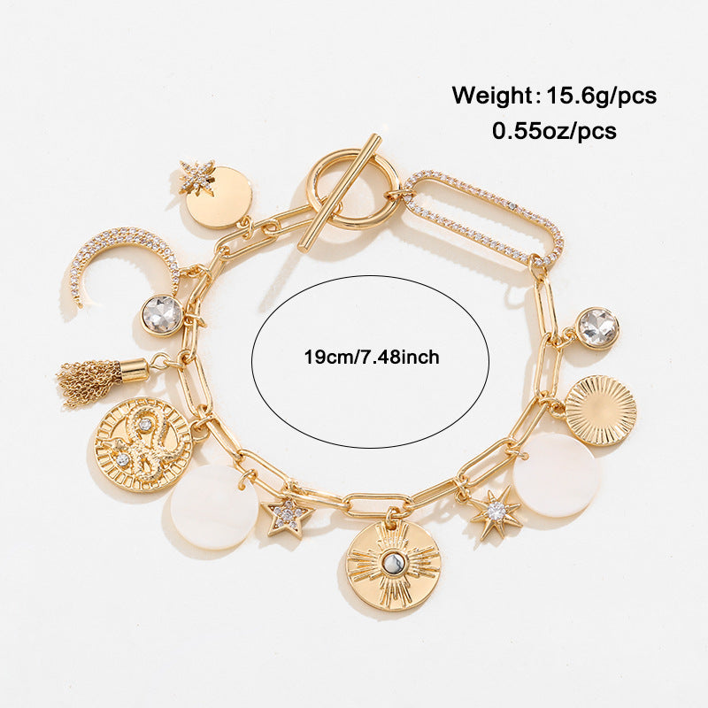 Wholesale Ancient Coin Starry Sky Magic Necklace Bracelet Earring Set