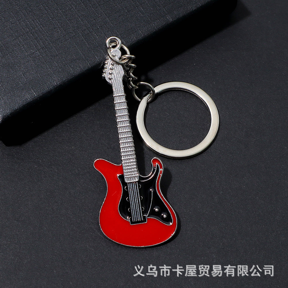 Wholesale Metal Guitar Music Festival Musical Instrument Creative Pendant Metal Paint Keychains ACC-KC-KaWu006